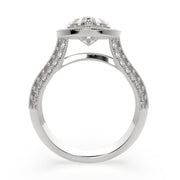 1.45 Carat VS1 D Lab Grown Diamond Halo Pave Heart Ring